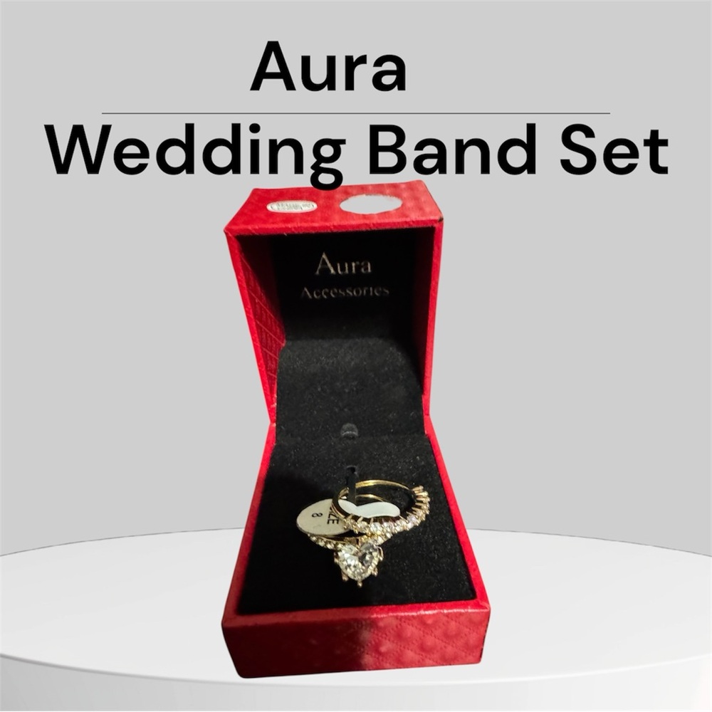 Aura Gold and Silver Wedding Band Set